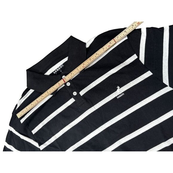 Kangol Black & White Striped Polo Shirt L - Picture 5 of 8